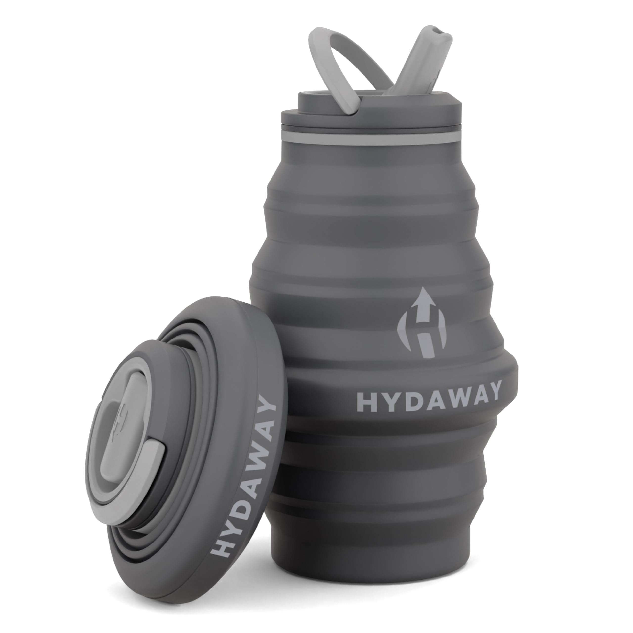 Hydaway Basalt Collapsible Water Bottle - 17Oz I Reusable Water Bottles With Flip Top Lid For Travel, Hiking, Backpacking I Portable & Leakproof, Food-Grade Silicone, Bpa Free, Collapse To 1.5”