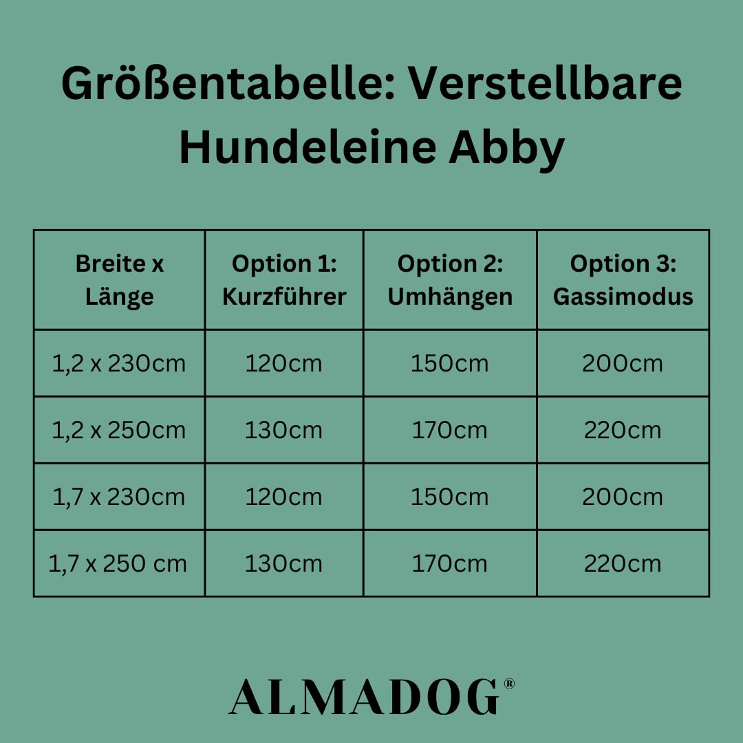 Verstellbare Hundeleine Abby - Umhaengeleine aus nachhaltigem Leder - Weiches Fettleder - Silbergrau (12mm x 230cm)