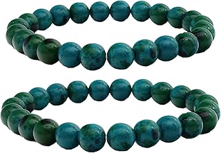 سوار باحجار كريزوكولا طبيعية مصنوع يدويا لتخفيف الم مرضى السكري للرجال والنساء - اساور بحجر كريستال بطول 8 ملم, حجر