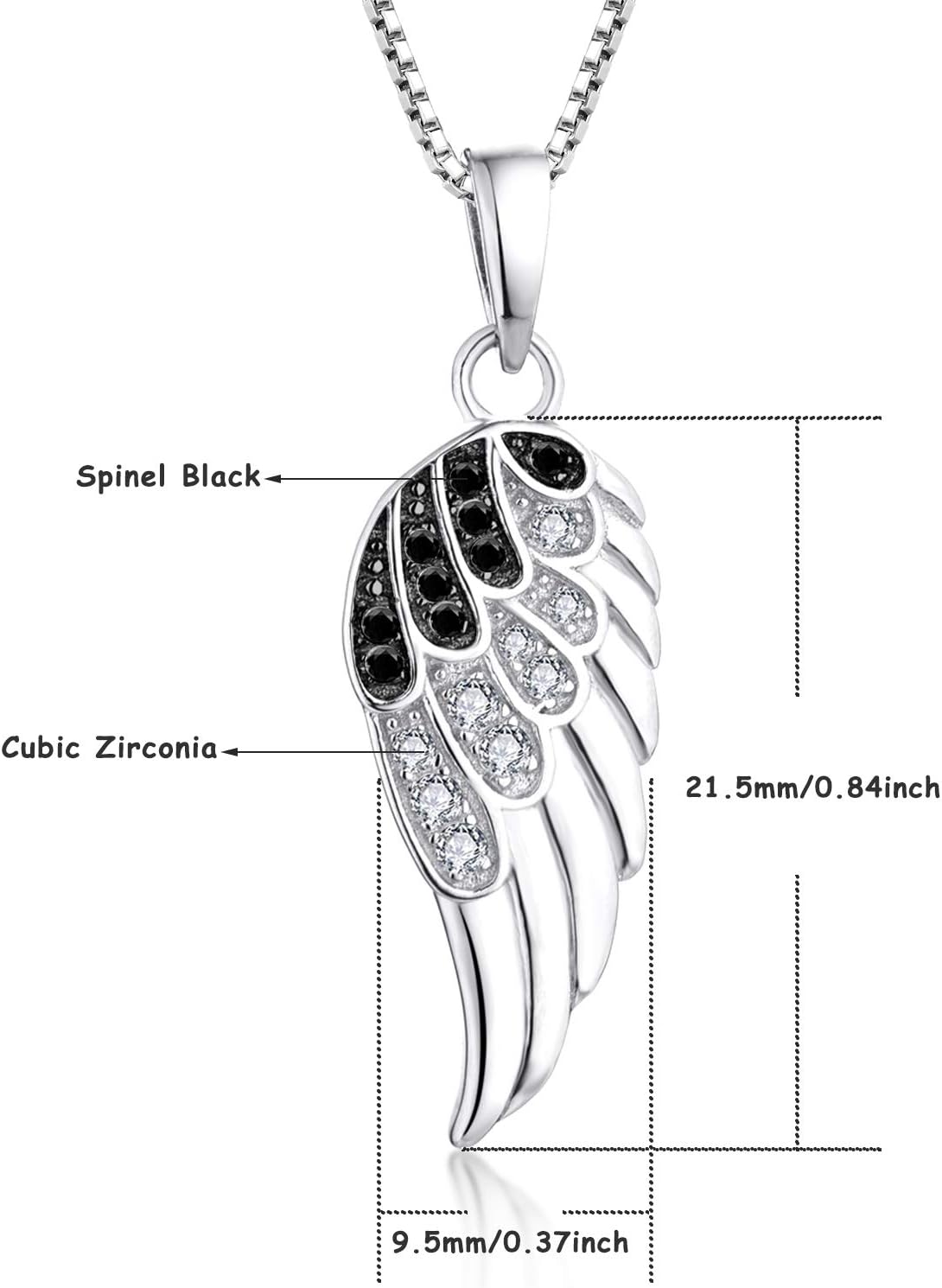 STARCHENIE 925 Sterling Silver Angel Wing Pendant Necklace for Women Cubic Zirconia 18" Chain - Image 6