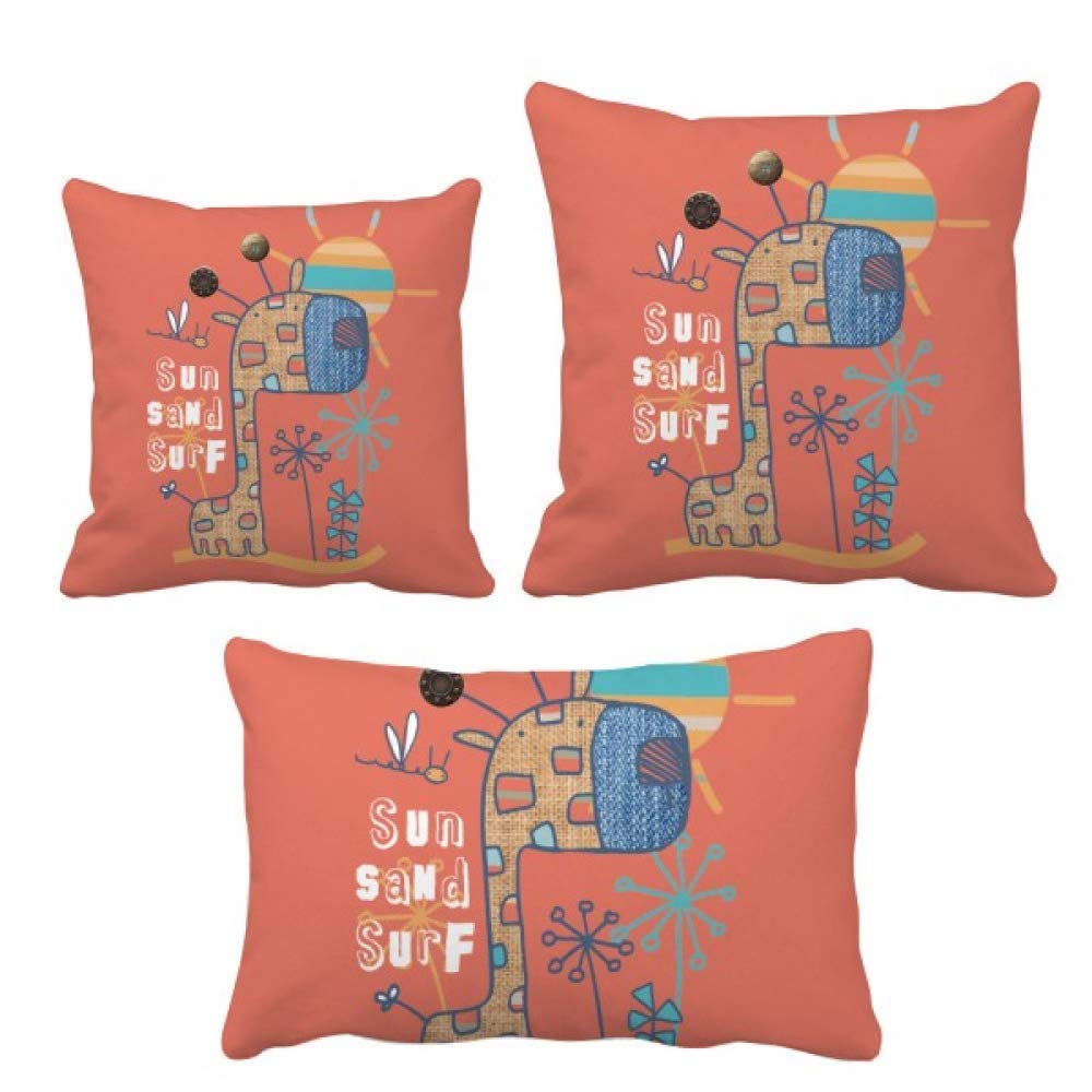 Housse de coussin girafe rouge en coton pour decoration de salon chaleureuse