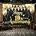 HAMIGAR 6x4ft Happy 10th Anniversary Banner Backdrop - 10 Wedding Anniversary Decorations Party Supplies - Black Gold