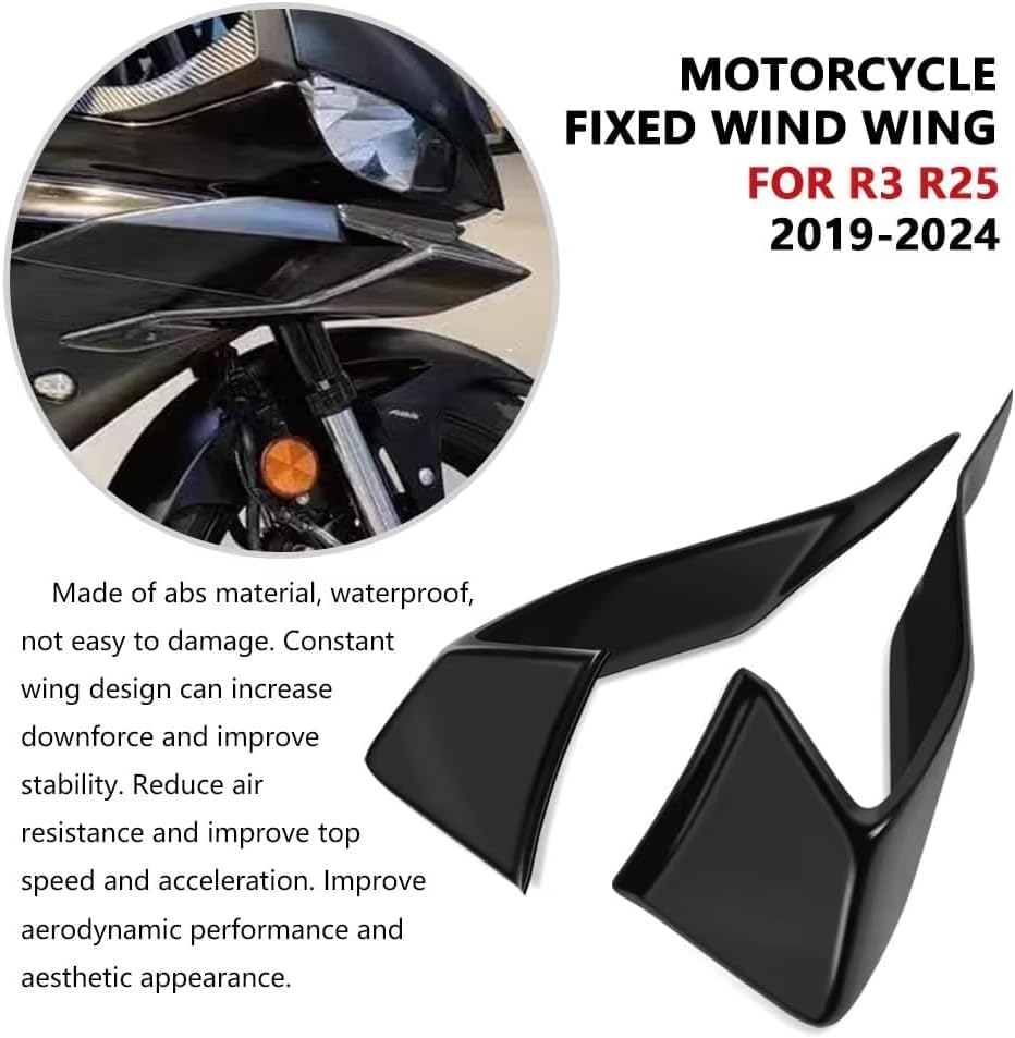 for YZF-R25 YZF-R3 R25 R3 r25 r3 2026 2025 2024 2023-2019 Accessories Wind Wing Side Wing Spoiler Motorcycle Left and Right Front aerodynamic Fairing Wind Wing Double Wind Blade Side Wing