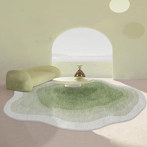 Alfombra moderna con forma abstracta verde menta para sala de estar, dormitorio, comedor, oficina en casa, 2 x 3 pulgadas, alfombra gruesa bohemia