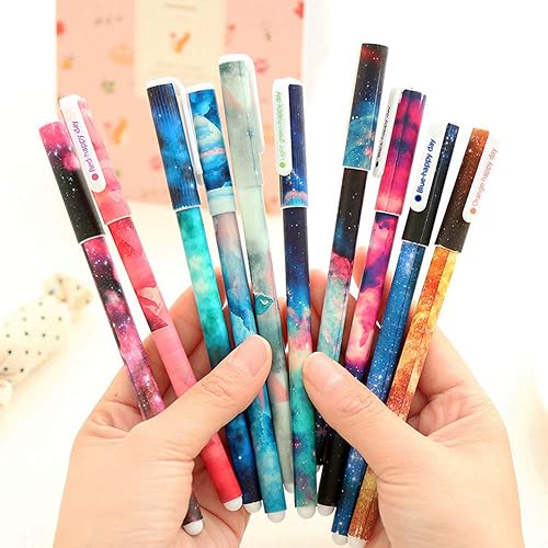 Miniatura 10 de 10 bolígrafos lindos con patrón de flores de dibujos animados, bolígrafos de gel de colores de 0.020 in, punta fina, bolígrafos de tinta de gel de