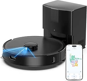 E10+ Robot Vacuums and Mop, 75-Day Self-Emptying, 8000PA Suction, LiDAR Navigation, Home Mapping, APP ＆ Voice Control, 150Mins Runtime for Pet Hair, Hard Floors, Carpets