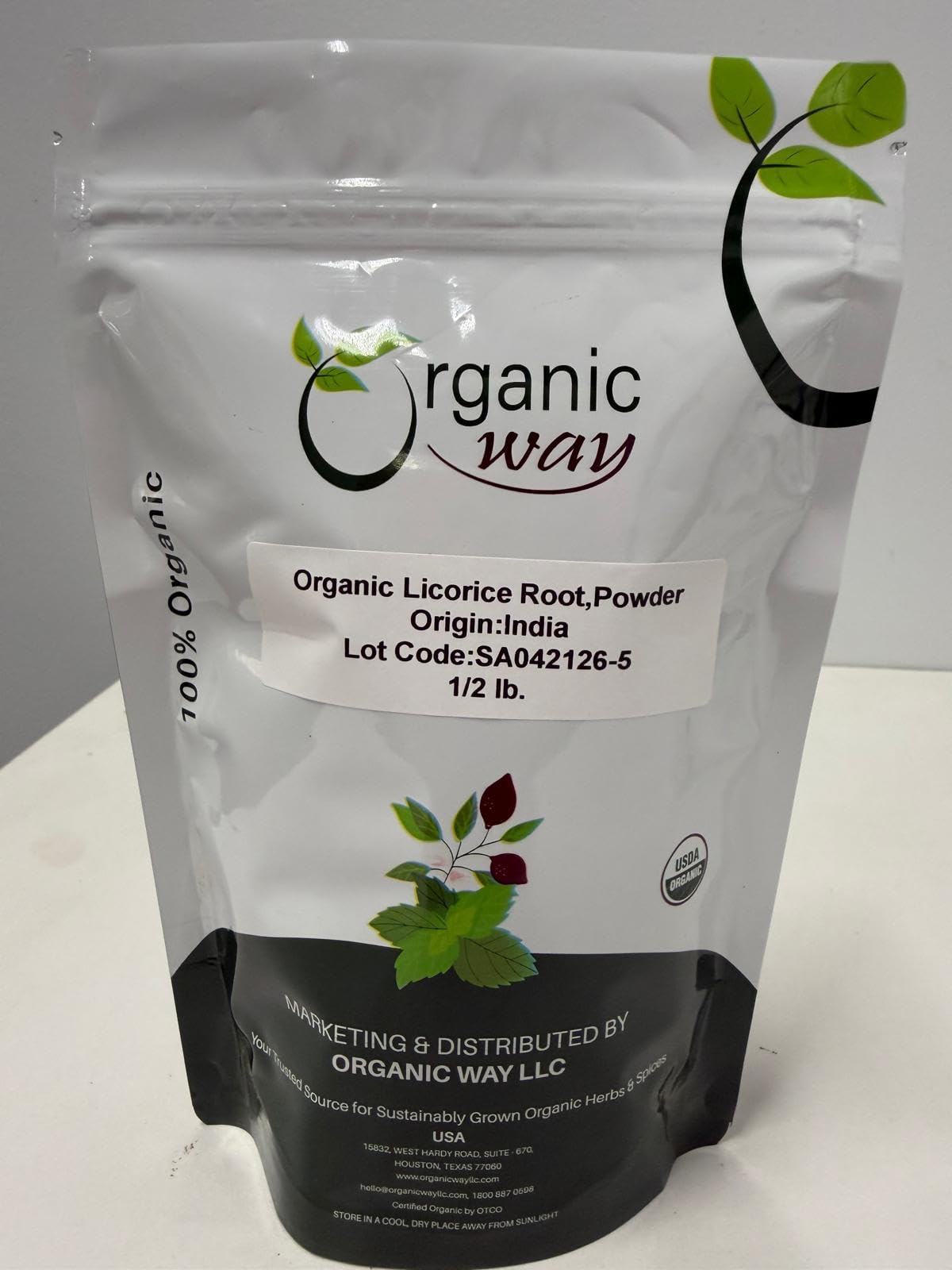 Licorice Root Powder (Glycyrrhiza glabra) - Herbal Tea | Kosher & USDA Certified | Vegan, Non-GMO & Gluten Free | Tested for Heavy Metal and Purity | 100% Raw from India (1/2LBS / 8Oz)