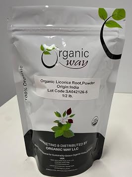 Organic Way Licorice Root Powder Glycyrrhiza glabra - Herbal Tea | Kosher & USDA Certified | Vegan, Non-GMO & Gluten Free | Raw from India 1/2LBS / 8Oz