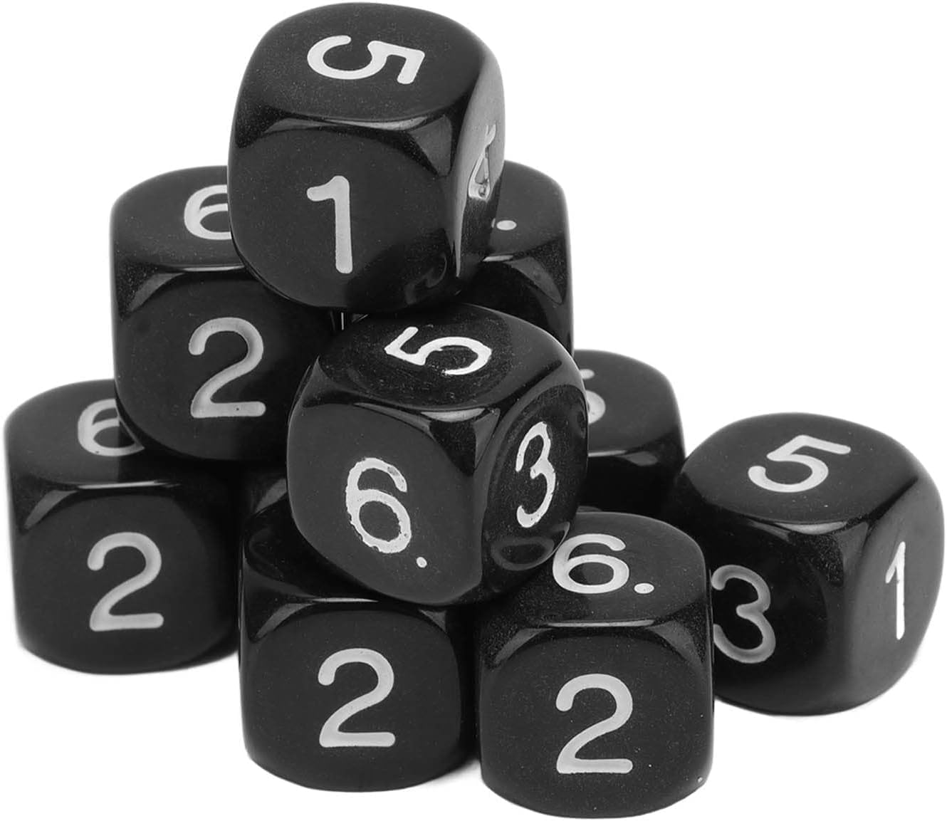20Pcs Black 6 Sided Number Dice, Round Corner Polyhedral Dice, Polyhedral Dice Role Playing for Numeral Teaching Board Games, for Table Games Role Playing ?16mm ?