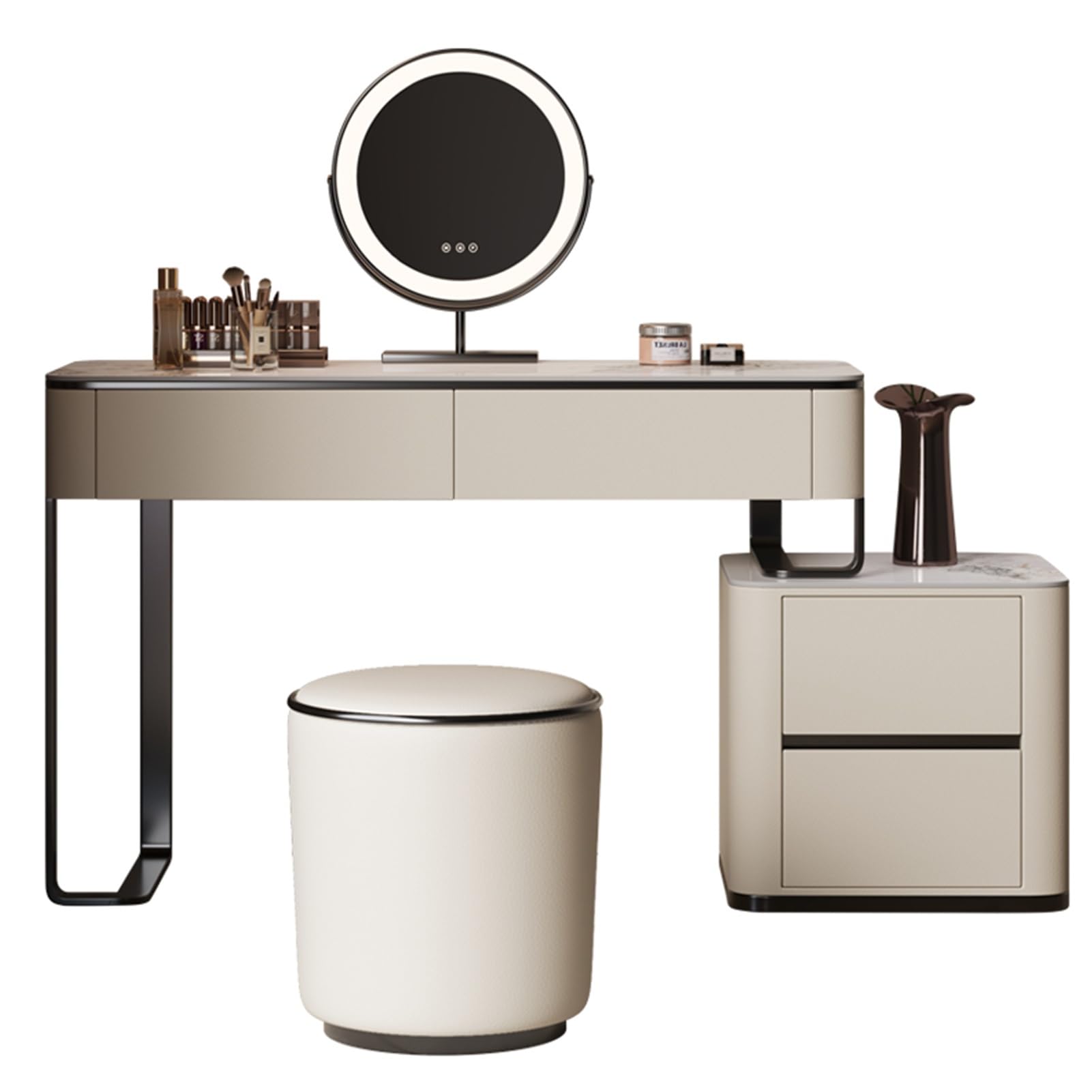 asdchZen Makeup Vanity Set With 360°Swivel Mirror, 3 Lighting Options & Storage Drawer, Stylish Slate Desktop Tabletop For Bedroom, Ideal For Beauty Routine,39.3x15.7x30.5in
