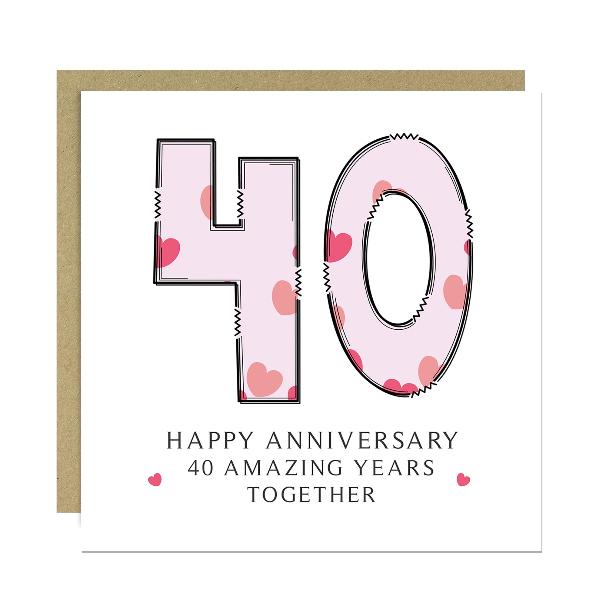 RED OCEAN Wedding Anniversary Card With Envelope Included 1st 2nd 3rd 4th 5th 10th 20th 30th 40th 50th Anniversary Cards For Husband Wife Couple Boyfriend Girlfriend (40th Anniversary Card)