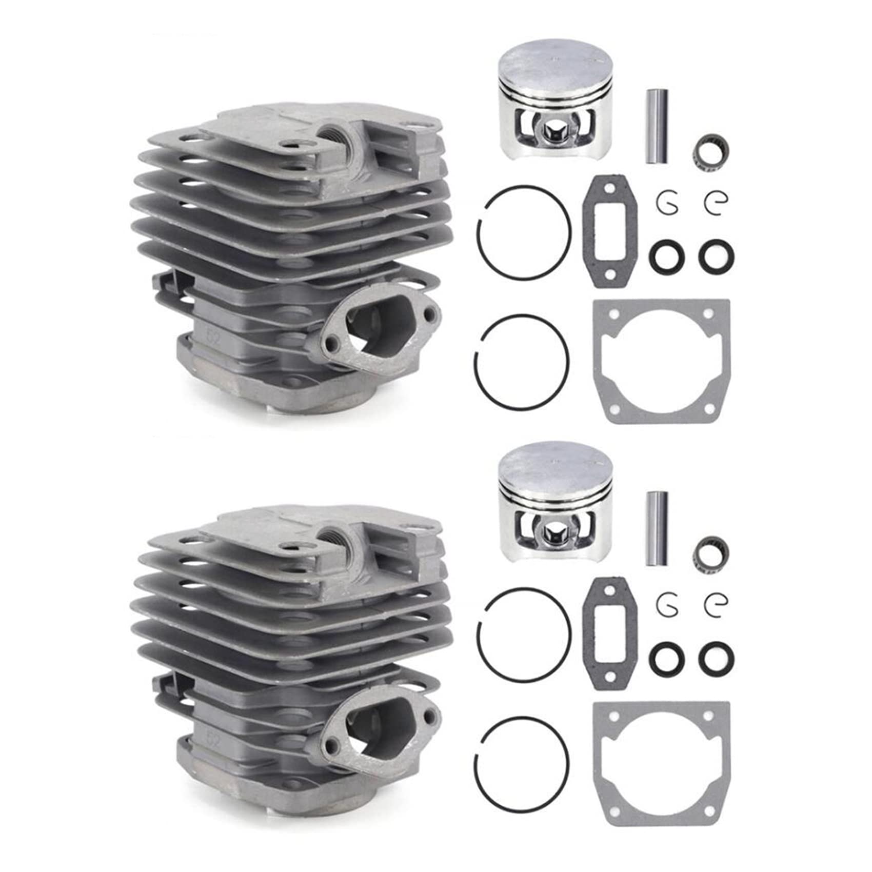 Teuypty 2 Set Diameter 45Mm Chainsaw Cylinder And Piston Set Fit 52 52Cc Chainsaw Spare Parts For Gasoline/Oil Chainsaw