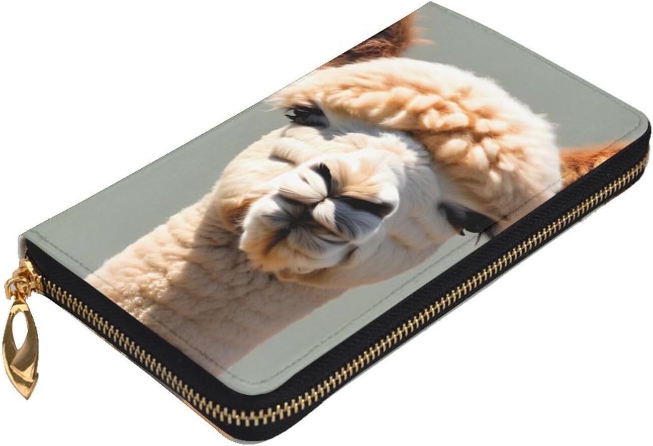 Alpaca avatar Women's wallet, clutch wallet, with zipper, large capacity.