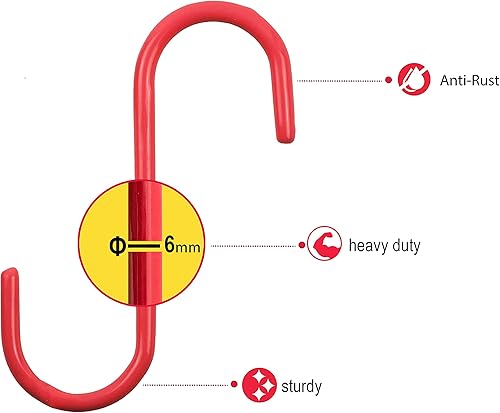 Miniatura 2 de Wellmax 60 ganchos en S para colgar, ganchos resistentes en forma de S, juego de ganchos en S de metal de colores para colgar plantas, armario,