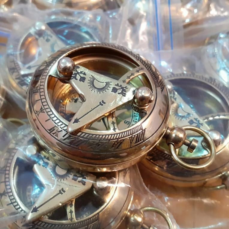 Lot of 50 mosiężny zegar słoneczny mini kompas morski ręcznie robiony