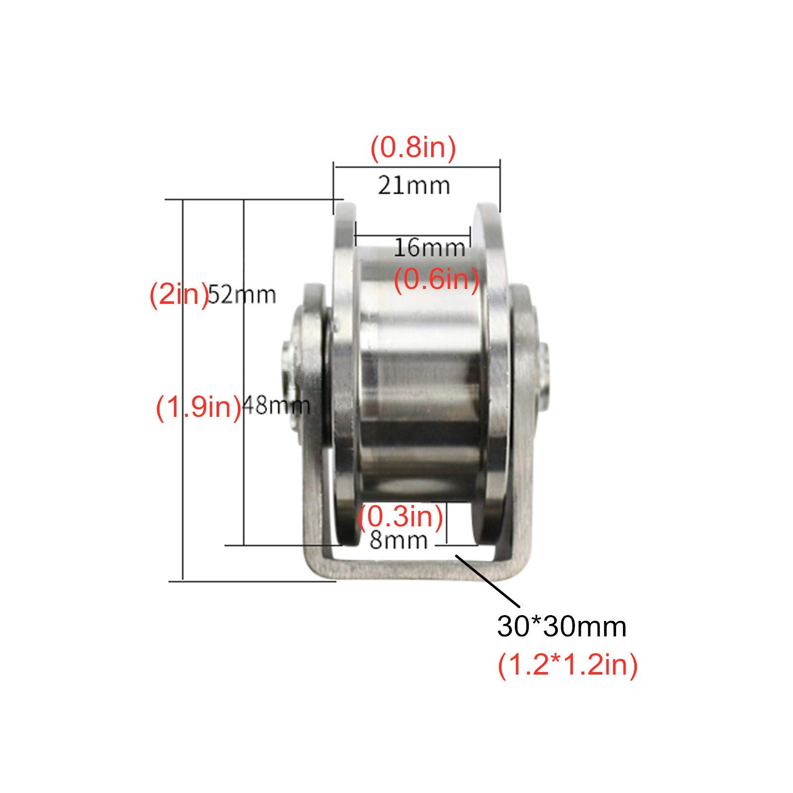 Rolka do bramy przesuwnej, 2 szt. Koła do bram przesuwnych z rowkiem w kształcie litery H. Rolkowe koło pasowe, srebrne(48Mm/1.9In)