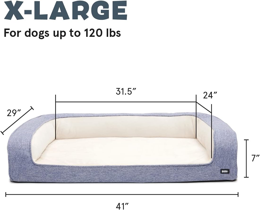Barkbox Memory Foam Dog Bed - High Density Foam Base for Orthopedic Joint Relief - Crate Lounger, Dog Couch or Sofa Pet Bed - Machine Washable Cover Water-Resistant Lining - Toy Included - XL - Navy