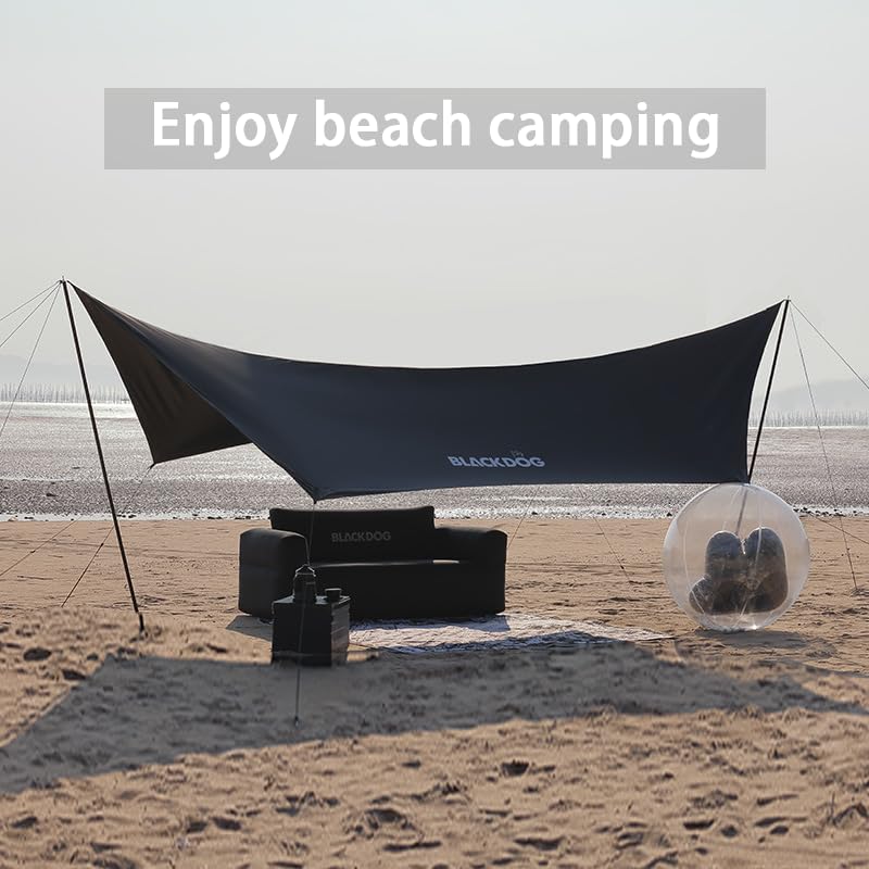 Blackdog Campingplane mit Stangen, 4,7 x 2,5 m, großes wasserdichtes Campingzelt, Überdachung, 6–10 Personen, PU3000 mm, Schattenmarkise für Auto, Camping, Hängematte, Regen, Outdoor, Picknick