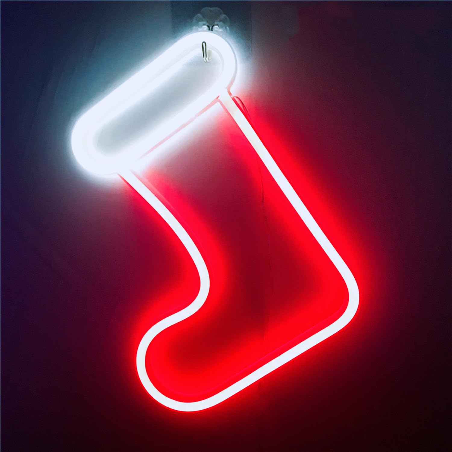 HFHungkeong Christmas Stockings LED Neon Light Sign Handmade Lamp for Wall Room Party Home Bar Art Christmas Bedroom Table Wedding Party Desktop Decoration Teen Kids Birthday Gift USB Powered — image 1