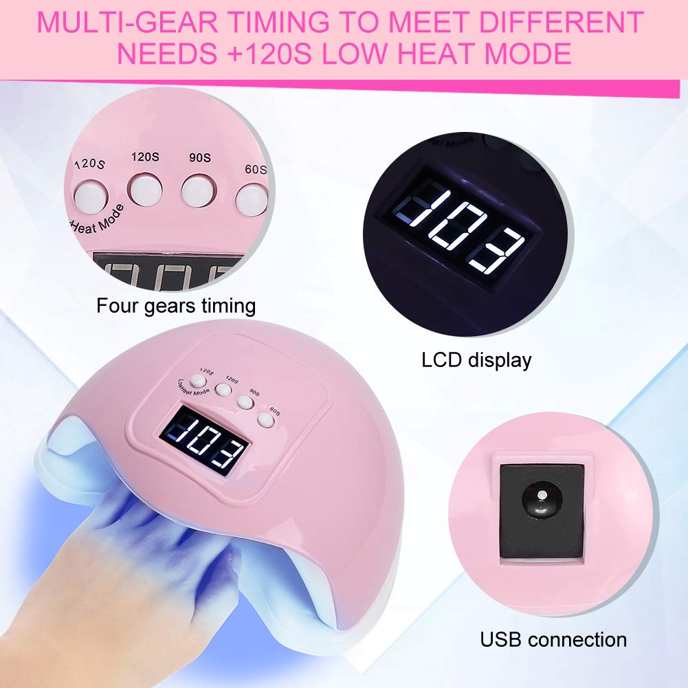 lamparas para uñas. Máquina de curado de Esmalte de uñas de Gel LED con función de sincronización Inteligente de 60, 90, 120 y 120 s