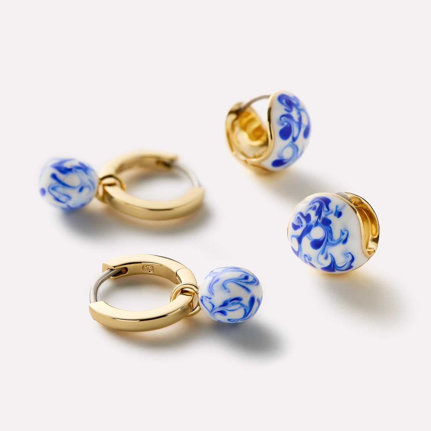 Ana Luisa Sphere Hoop Earring -Abby and Dakota Styles Womens Earrings - Trendy 14K Gold Plated, Silver Rhodium Plated w/Blue Marble - Mini Huggie Hoop Earrings for Women Hypoallergenic & Tarnish-Free - Image 8