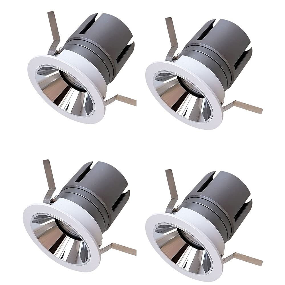 Lot De 4 Plafonniers À LED Encastrés en Aluminium Design À Garniture Lisse Downlight Durable, À Économie D'énergie Et À Économie d'argent