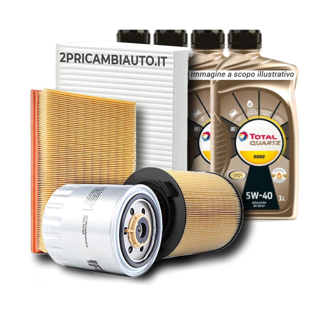 KIT TAGLIANDO 3 FILTRI + 4 LITRI OLIO MOTORE QUARTZ 9000 5W-40 COMPATIBILE CON C3 PICASSO 1.4 VTi 70kW 95CV