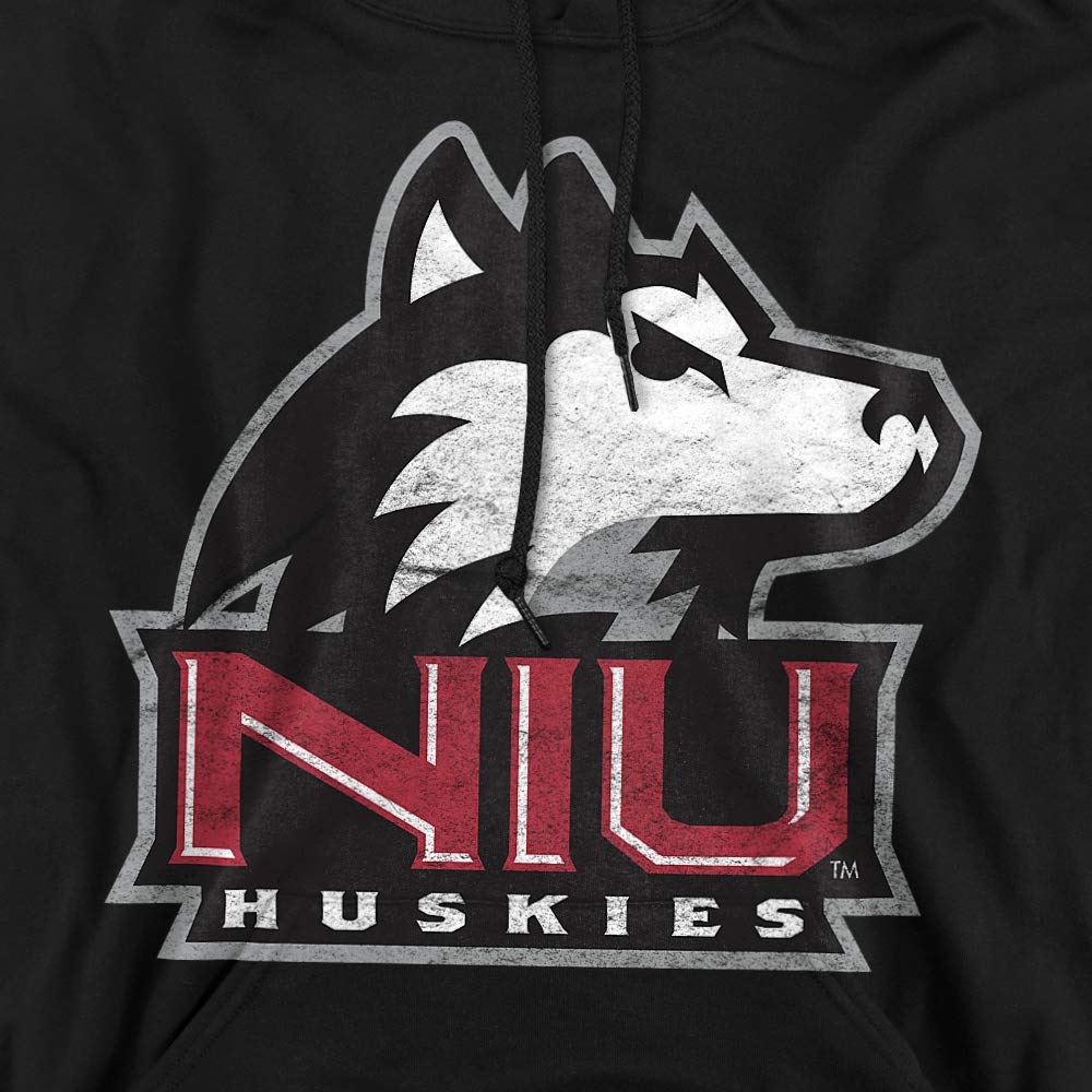 Northern Illinois University Official Distressed Primary Unisex Adult Pull-Over Hoodie ,Black, X-Large CLCNIL200-AFTH-4