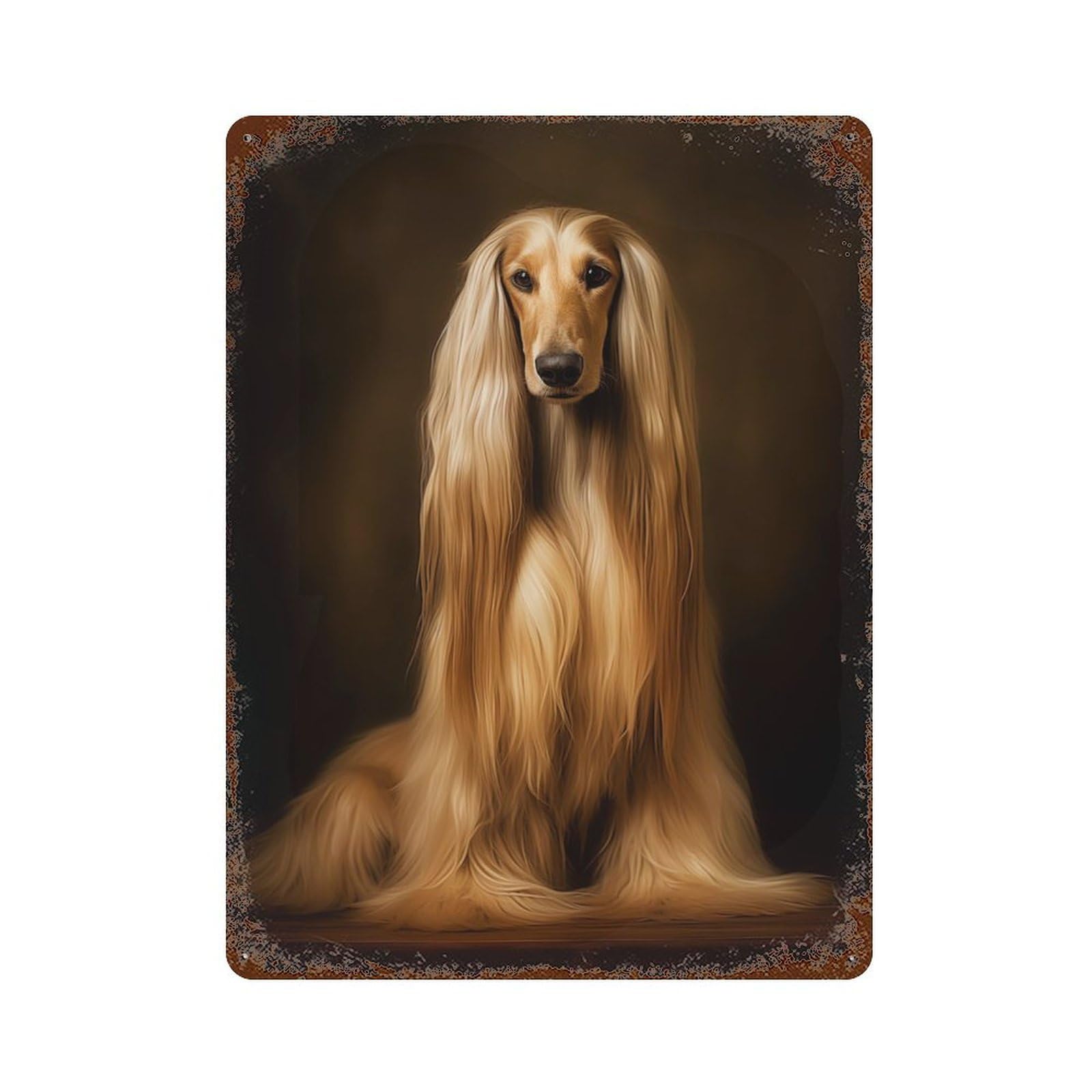 Afghan Hound Rusty Metal Tin Sign 15.7"x11.8", Ideal for Farmhouse, Kitchen And Entryway Decor