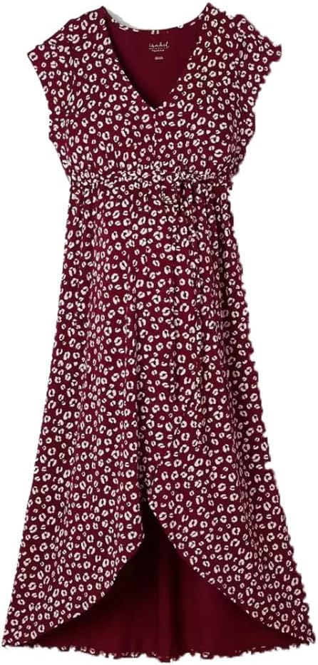 Isabel Maternity by Ingrid & Isabel Short Sleeve Wrap Maternity Dress - (Burgundy, XX-Large)
