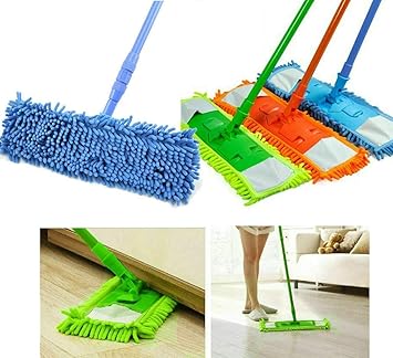 HYPERUP Microfiber Flip Flat Dust Mop Floor Mop with Washable Mop Pads Refills and 1 Cleaning Comb for Hardwood Laminate Ceramic Marble Tile Floors