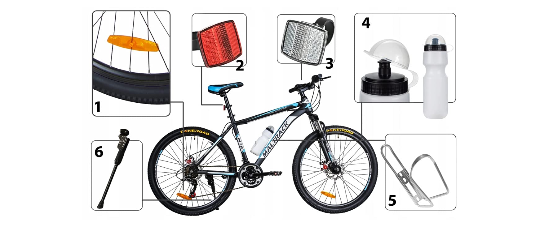BDW rower górski Shimano, 18-biegowa przerzutka, hamulec tarczowy, opony 26", rama MTB 18", dodatki