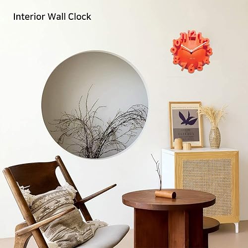 Miniatura 3 de Gigicloud Reloj de pared 3D, moderno reloj digital moderno de cuarzo redondo para el hogar, sala de estar, cocina, dormitorio, oficina, decoración