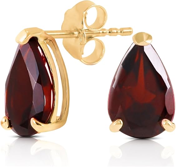 3.15 Carat 14k Solid Gold Stud Earrings Natural Garnet