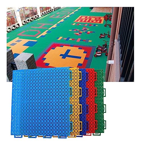 Sportboden wasserdichte modulare ineinandergreifende Bodenfliesen for den Außenbereich, Kunststoff-Spleißboden, Sportmatte, Puzzle-Bodenbelag, mit Entwässerungslöchern Color