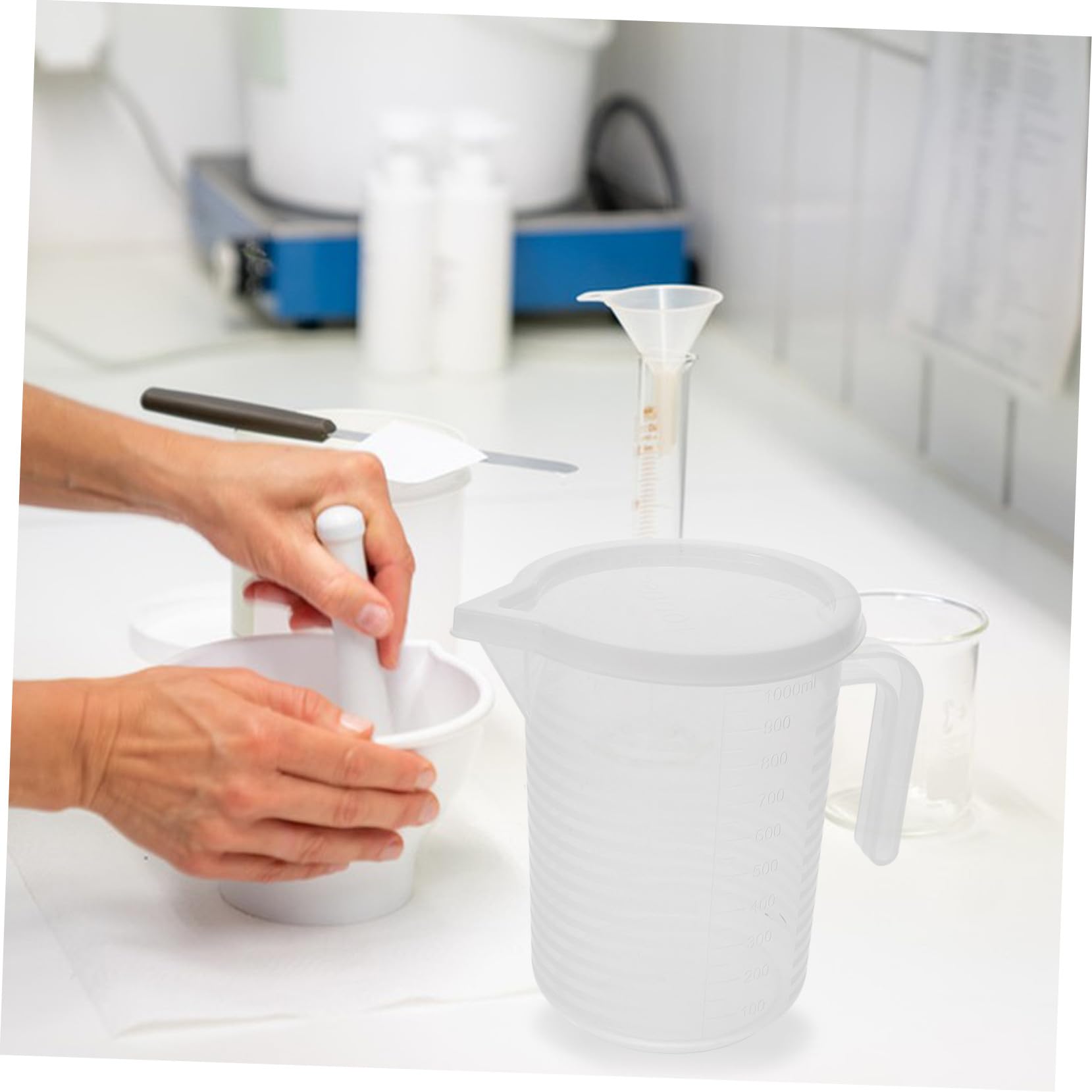Zerodeko 4 Pièces Tasse à Mesurer Transparent avec Couvercle et Poignée Pichet Doseur Réutilisable pour Cuisine Bars et