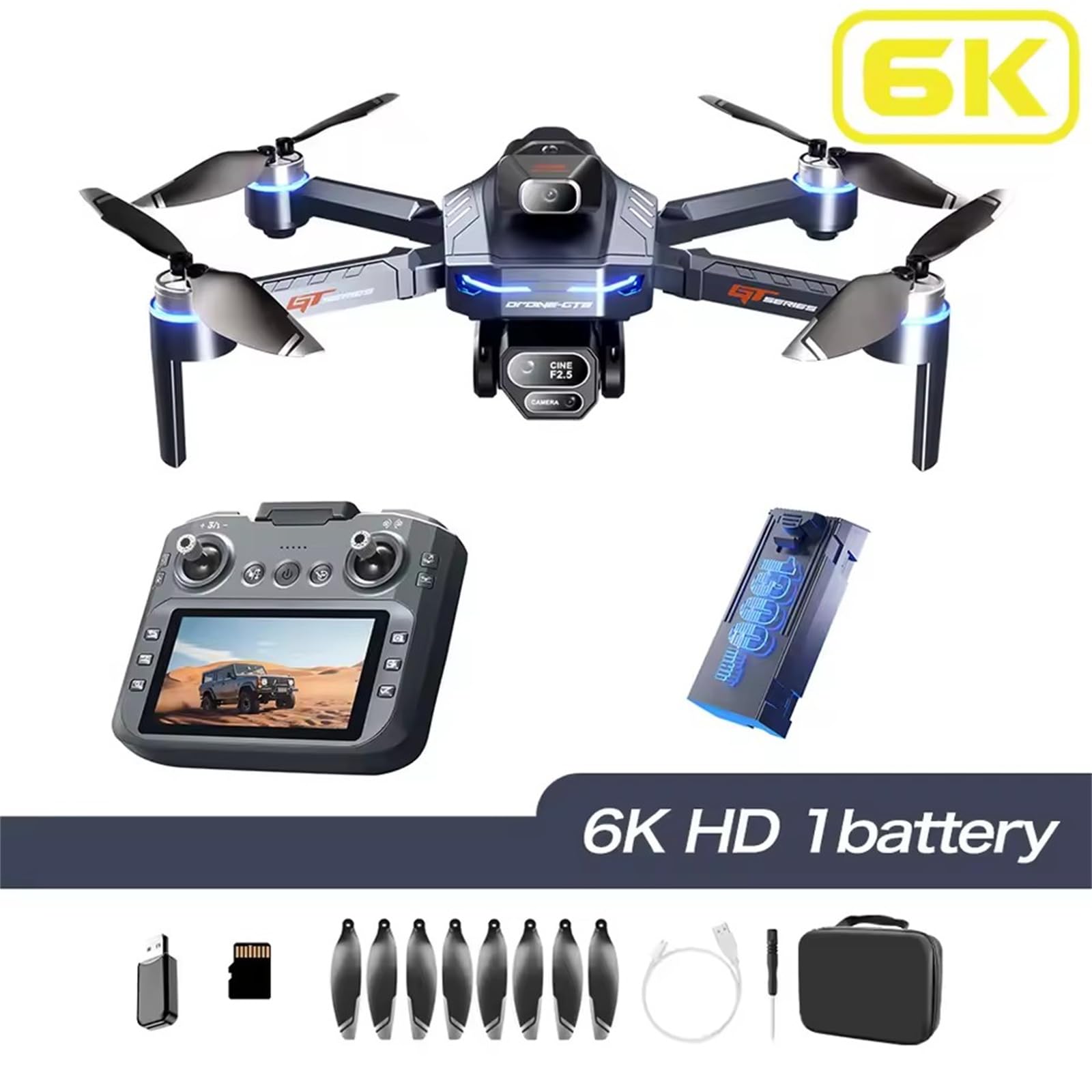 Dron Kamera 4K / 6K HD Unikanie przeszkód Fotografia lotnicza Bezszczotkowy dron z ekranem Składany dron RC czteroosiowy dron,6K