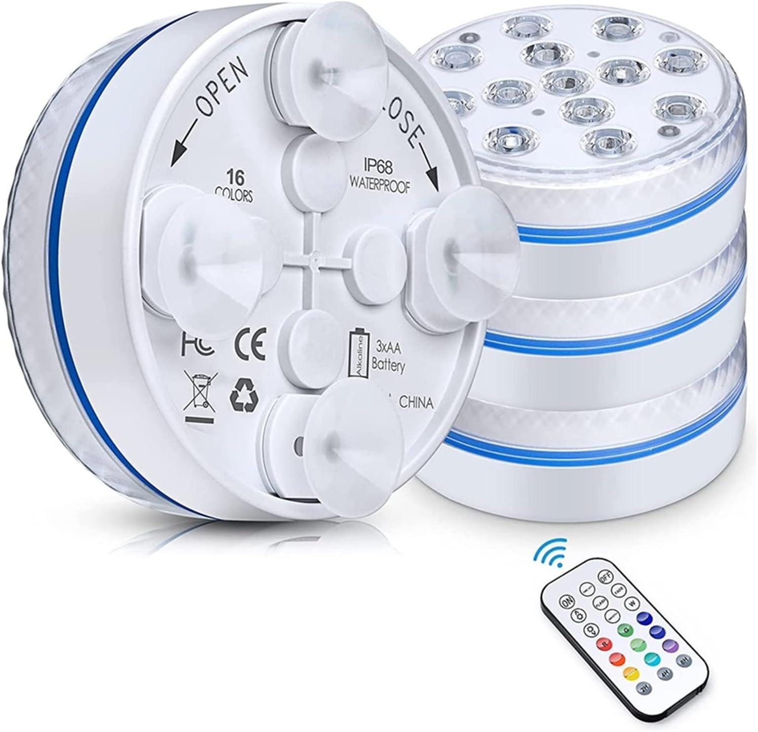 Updated Submersible LED Lights with Remote(1 Light 1 Controller,7.0CM)