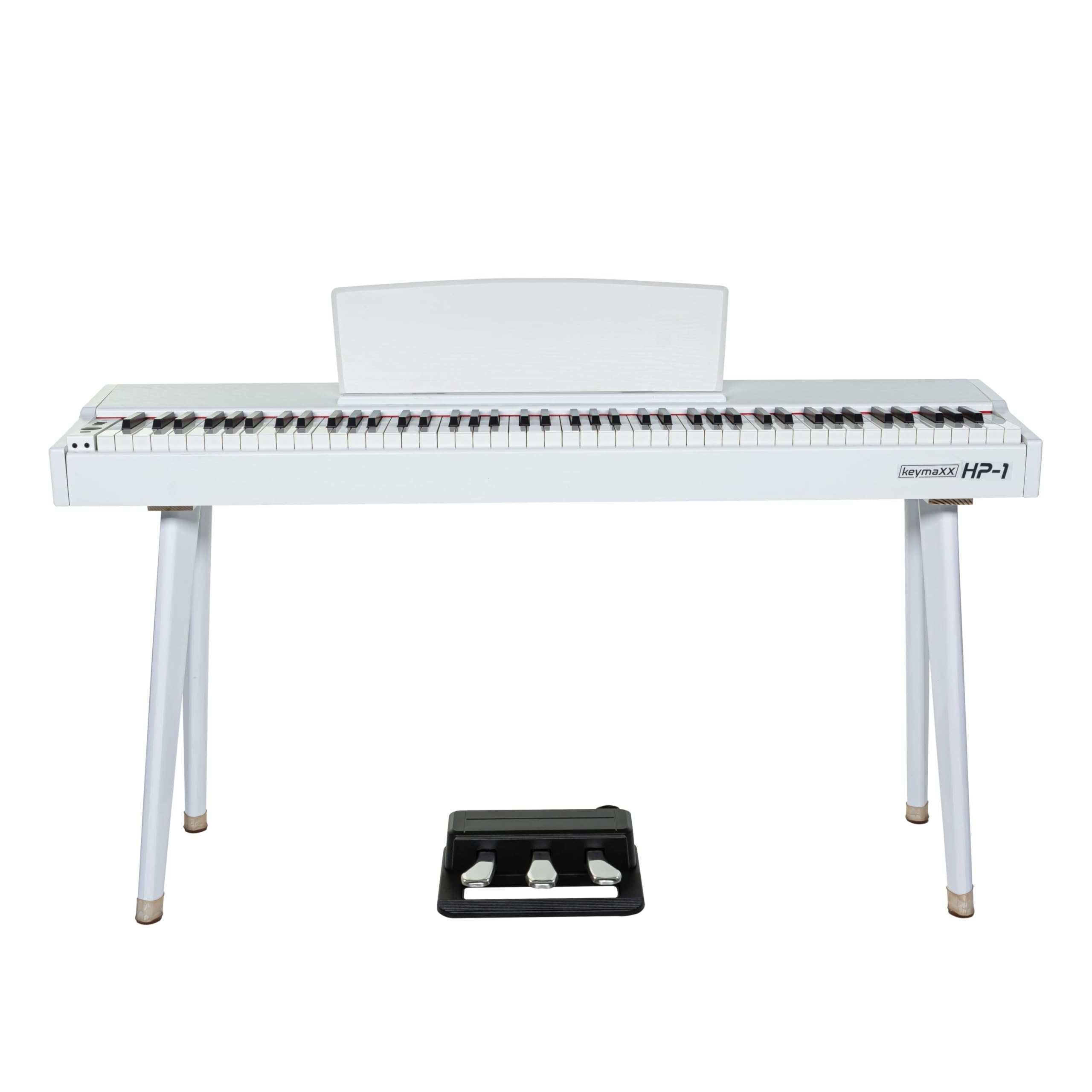 HP-1 Digital Piano Weiß, 88 gewichtete Klaviertasten mit Hammermechanik, MIDI I/O, USB, 2 Kopfhöreranschlüsse, MP3-Playback, elegantes Design, ideal für Anfänger und Profis