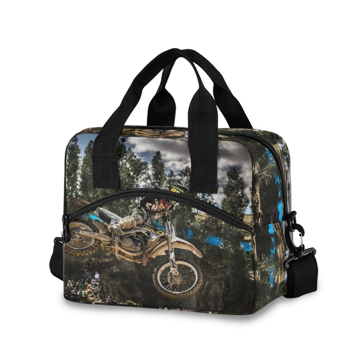 Keceur Motocross Sport Motorcycle Insulated Lunch Bags Reusable Lunch Tote Bag Cooler Bag for