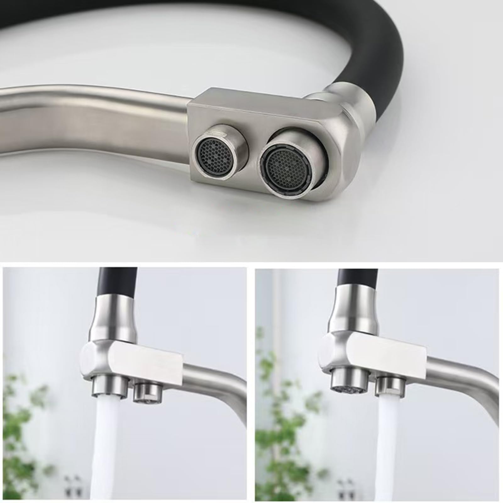 Grifo de cocina de 3 vías para sistema de ósmosis inversa, flexible, 2 modos, de acero inoxidable, diseño extraíble, fácil instalación y elegante para uso doméstico