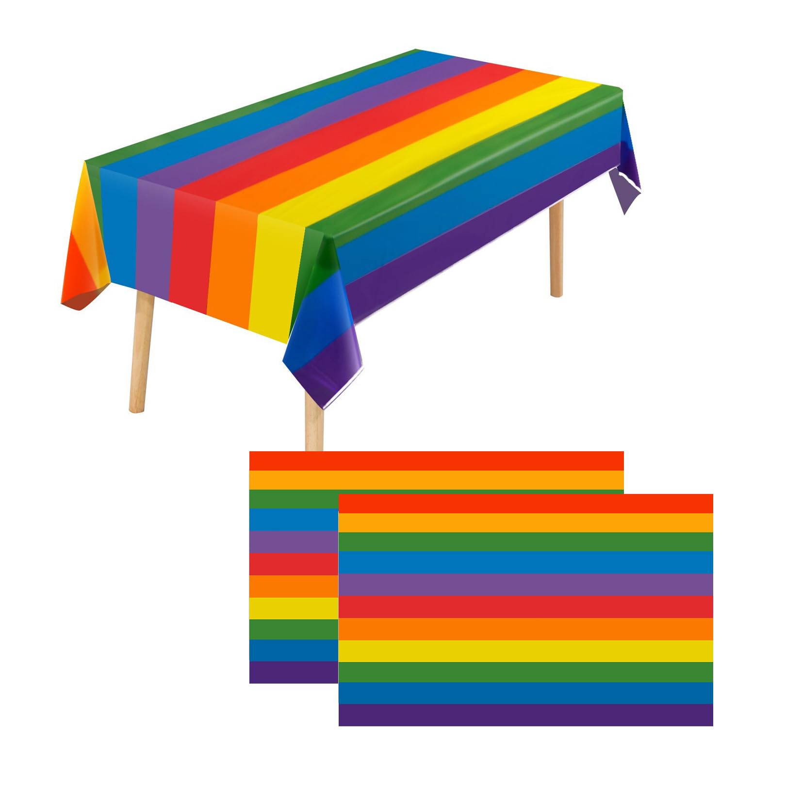 Czdtq 3 Pack Table Cloth, Pride Rainbow Tablecloth, Gay Rainbow Table Cloth, Rectangular Table Cover, Gay Pride Decorations Suitable for Birthday, Prides Party Decorations(137 * 274cm)