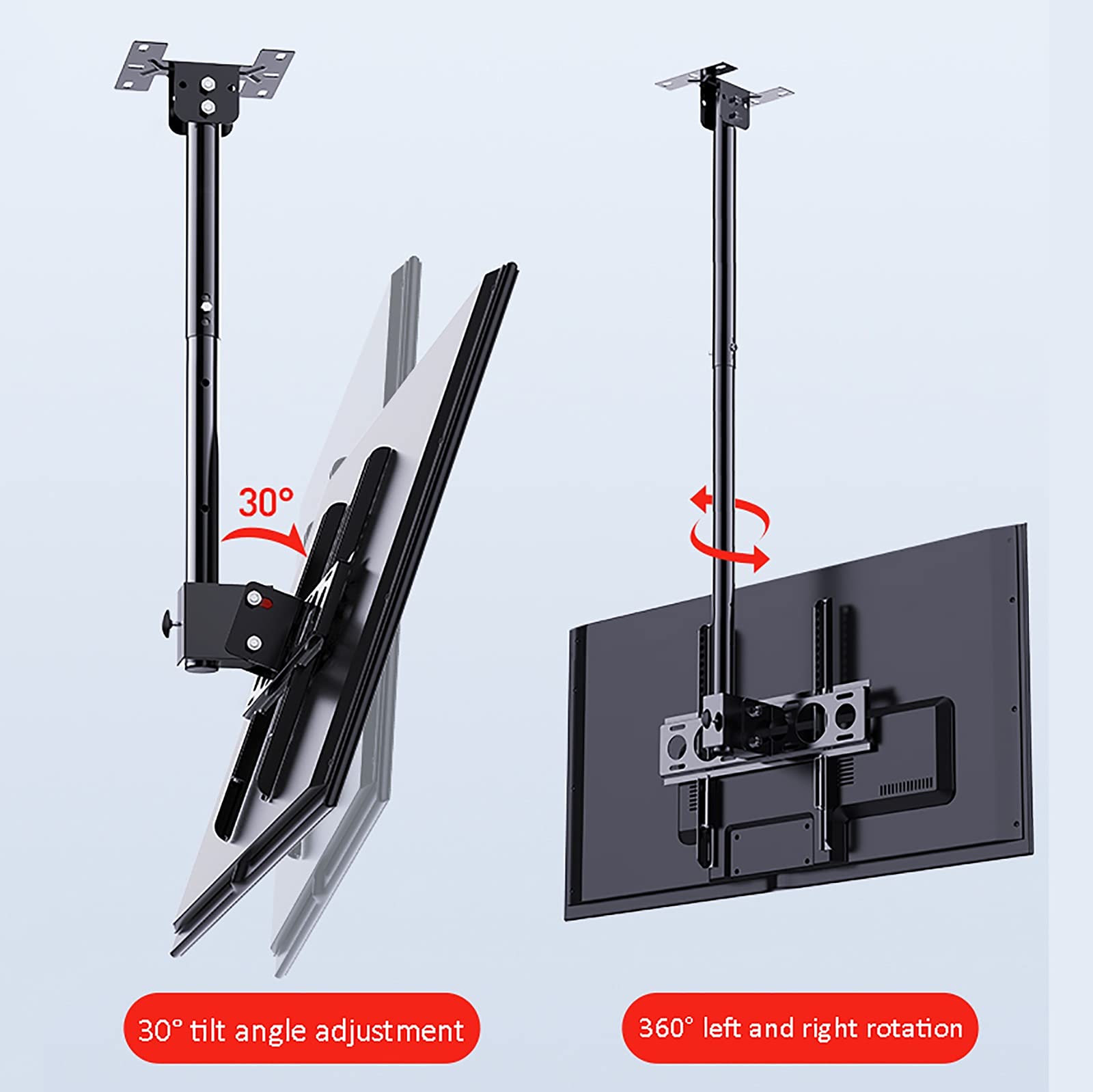 Soporte de techo para TV de 25 a 60 pulgadas LCD y pantallas curvas, VESA máximo 400 x 400 mm, diseño ajustable y duradero
