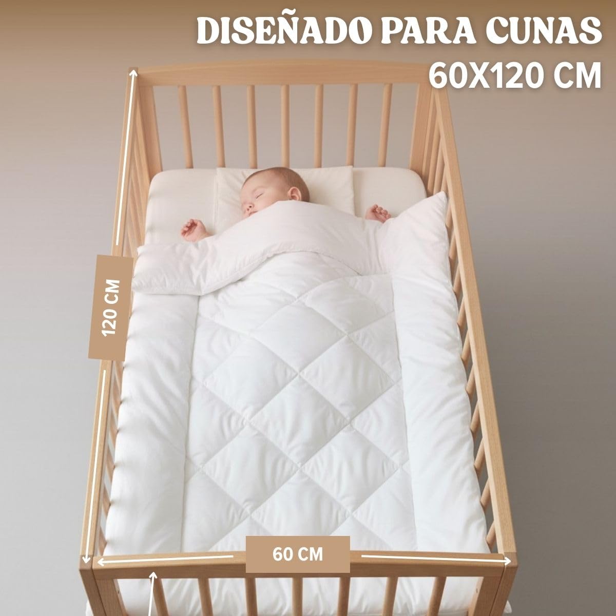 DREAMWAY Edredón nórdico para bebé 75×120 cm (Cuna 60×120) – 300 g/m² Microfibra, antiácaros, Oeko-Tex – edredones Infantiles – Manta bebé