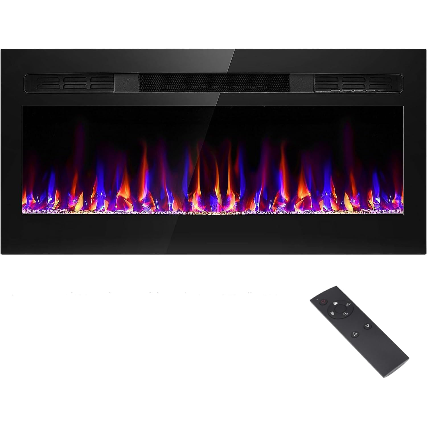 Photo 1 of  Electric Fireplace Recessed and Wall Mounted, Fireplace Heater and Linear Fireplace, Ultra-Thin Electric Fireplace, Low Noise, with Timer, Remote Control, Adjustable 12 Flame Color, 750/1500W 36" Standard