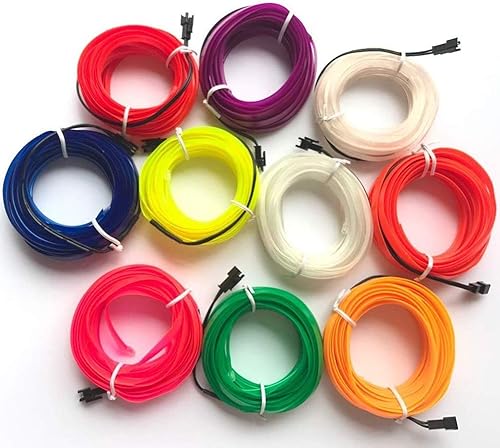 Miniatura 3 de El Wire - Tira de luces LED de neón de 9.8ft9 pies, color azul, verde, rojo, rosa, blanco, amarillo, morado, verde fluorescente, azul hielo (verde)
