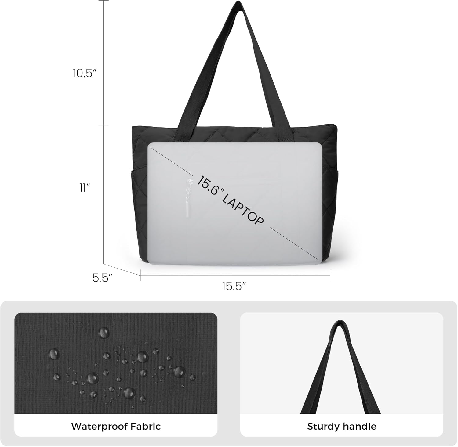 befen Laptop Tote Bag for Women Work, Travel Tote Bags Nurse Puffer Quilted Handbags, Lightweight Waterproof Beach Purse - Image 6