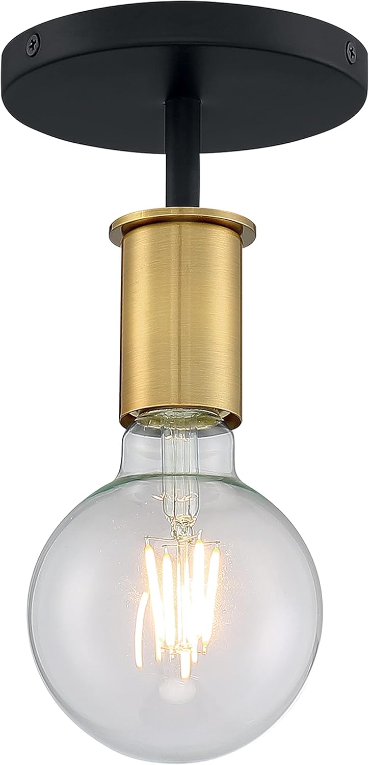 Nuvo Lighting 60-7343 Transitional One Light Semi Flush Mount from Ryder Collection in Black Finish,