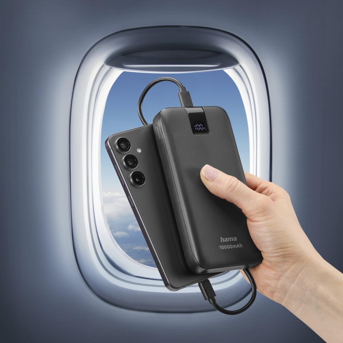 Power Pack "PD 10" 10000 mAh, Uscite: 2x USB-C, USB-A, Ricarica rapida, anth.