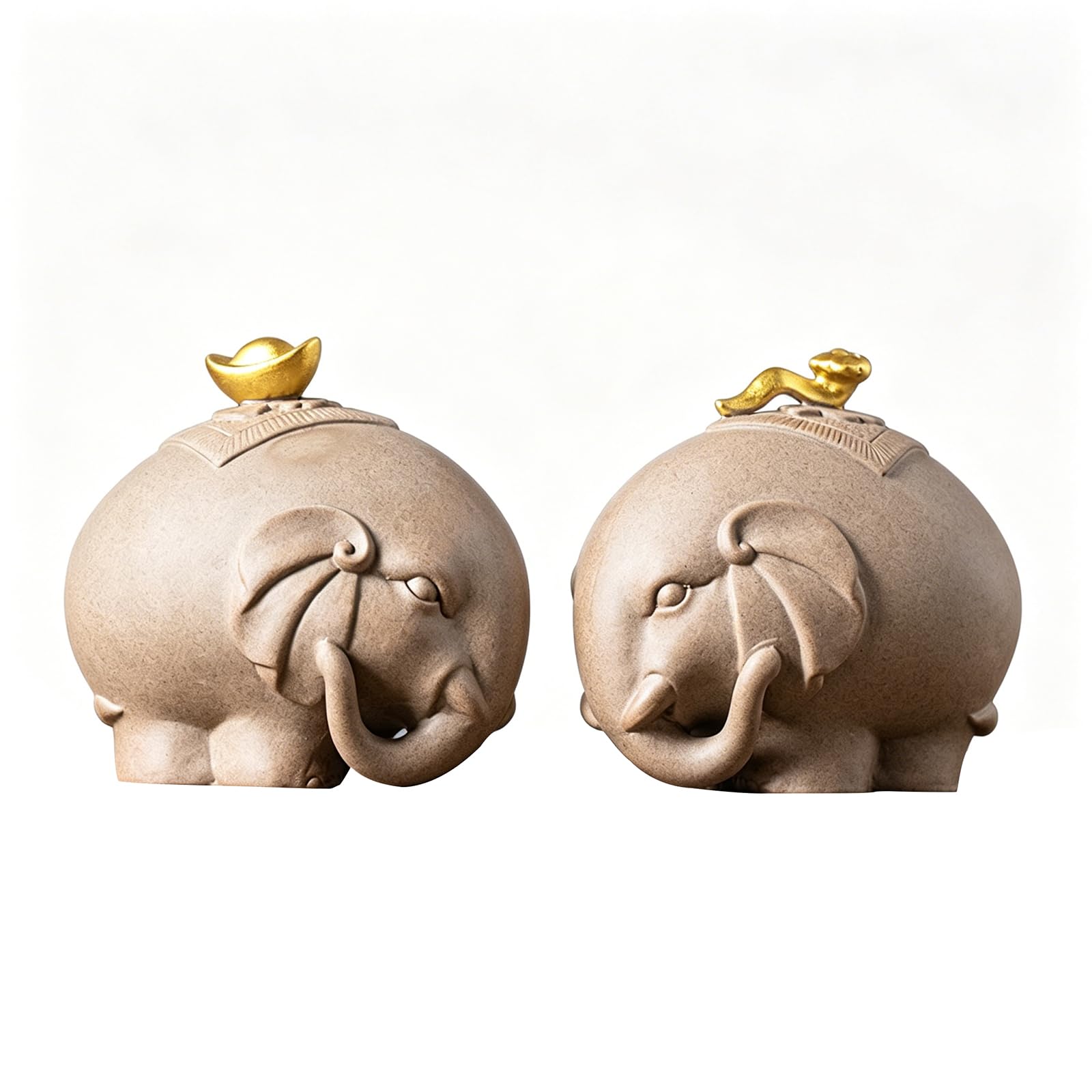Figurines d'éléphants en céramique : l'élégance du luxe léger pour salon